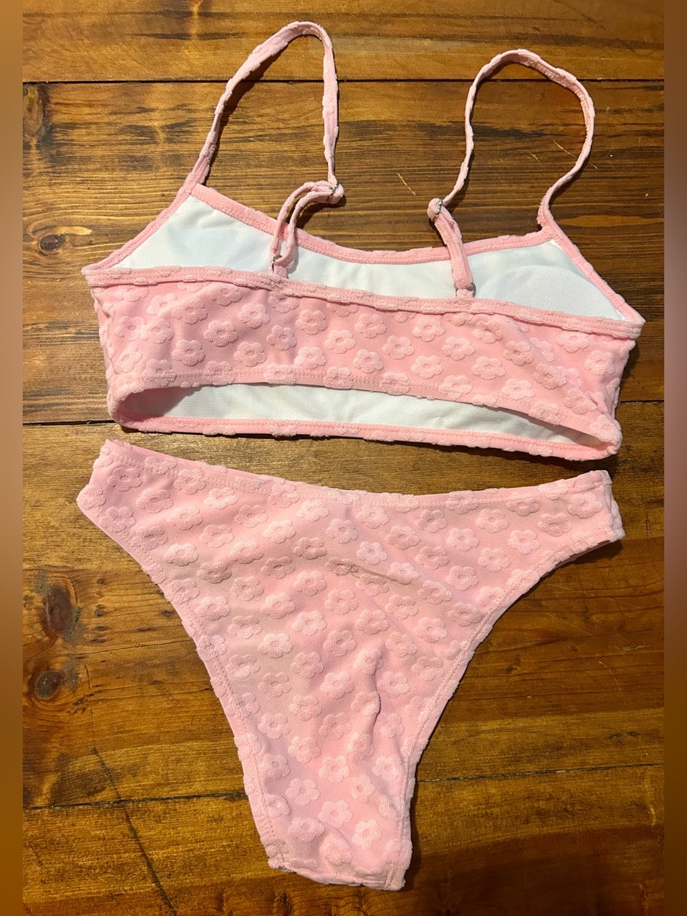 Pink Floral Textured Bikini Set - Picture 3 of 6